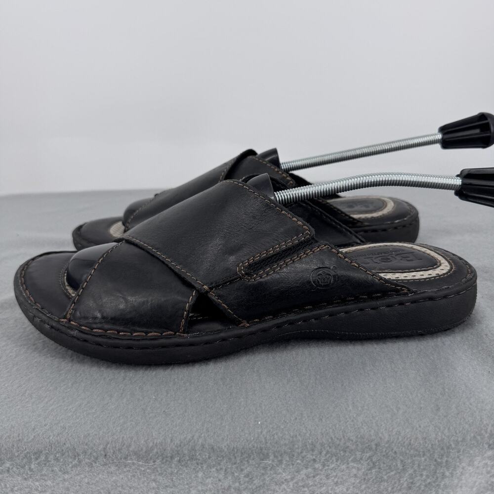 Born‎ Hesi Leather Slide Sandals Mens 11 Black Comfort Casual Slip On Cushioned - Picture 2 of 8